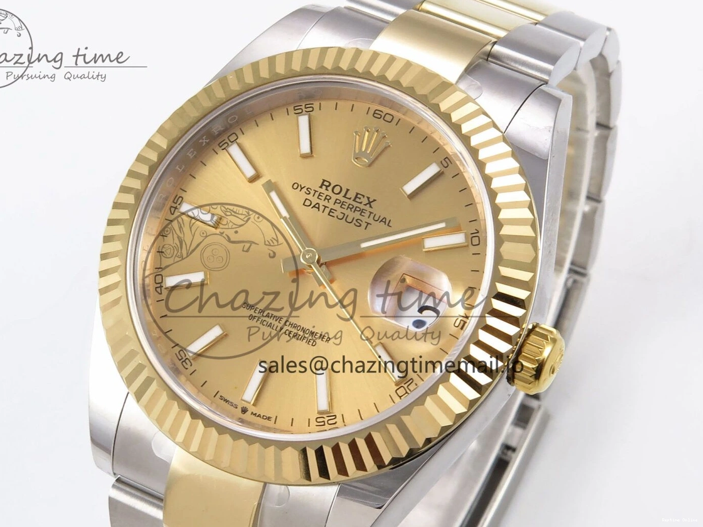 0215 DateJust 41 126333 EWEF Best Edition YG Stick Dial on SS YG Oyster Bracelet A Durable 971